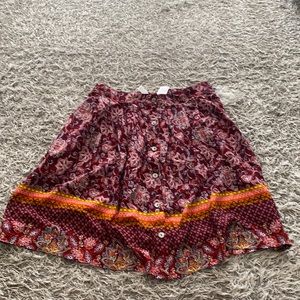 Xhilaration Burgundy Floral Button Up Mini Skirt nwot